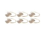 6pc Crystal Leaf Napkin Rhinestone Rings Holder 3cm for Dinner/Parties Gold
