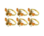 6pc Crystal Bee Napkin Rhinestone Rings Holder 3cm Dinner/Occasions/Parties Gold