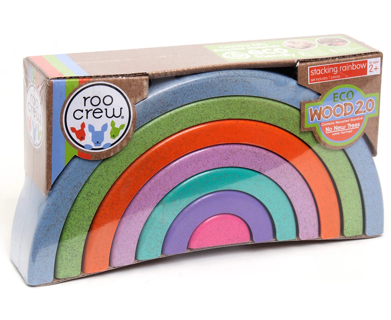 Roo Crew Eco Wood 2.0 Stackable Rainbow Playset