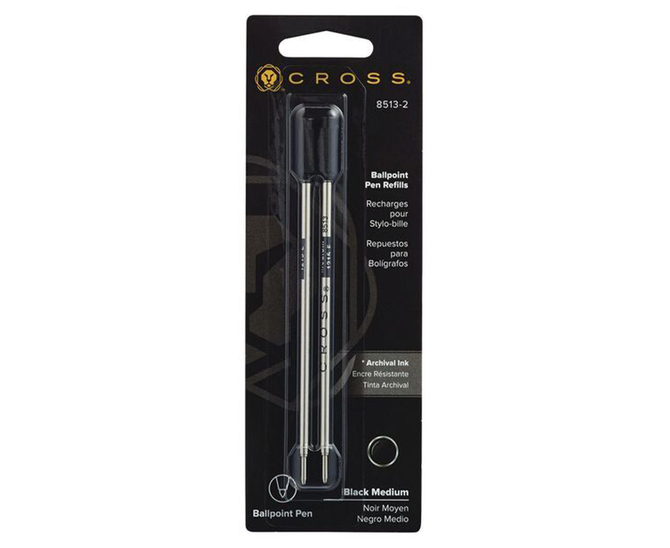 Cross 85132 Medium Ballpoint Pen Refill 2pk Black