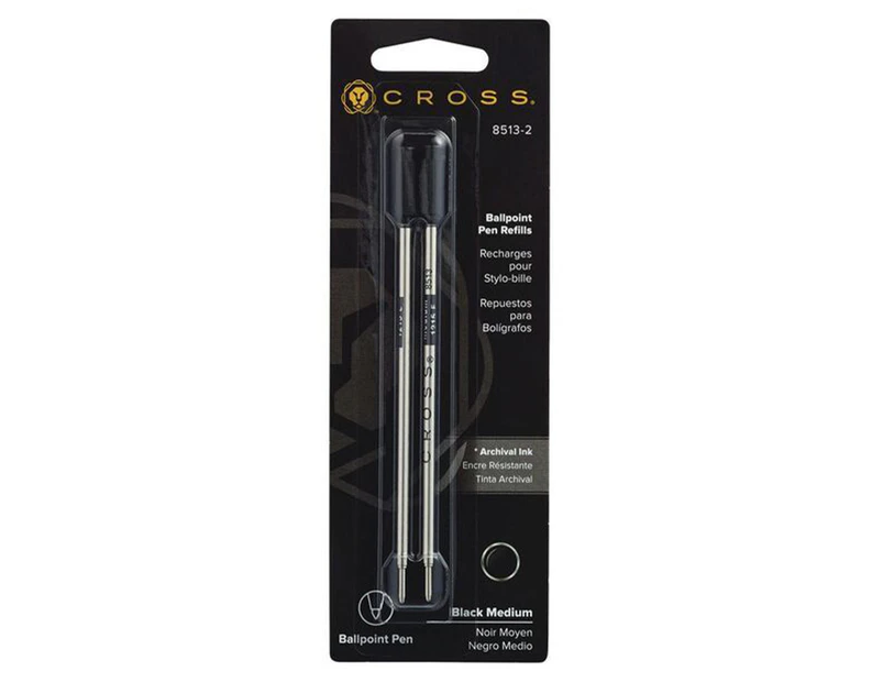 Cross 8513-2 Medium Ballpoint Pen Refill 2pk - Black