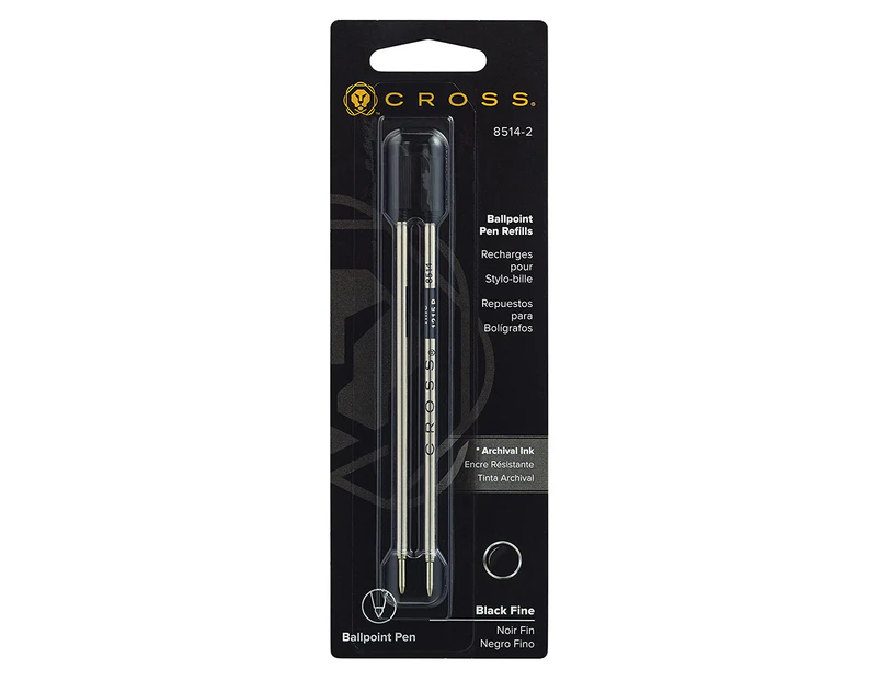 Cross 8514-2 Fine Ballpoint Pen Refill 2pk - Black
