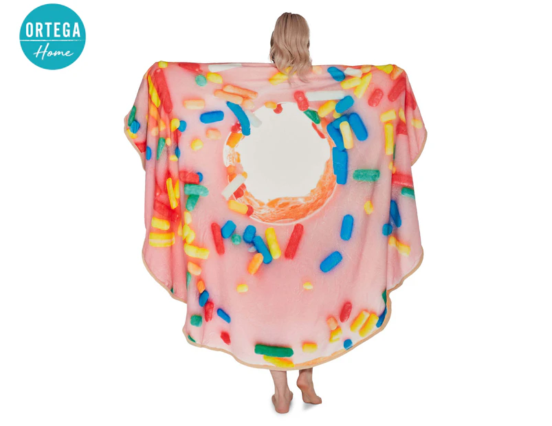 Ortega Home 180x180cm Donut Printed Plush Fleece Round Blanket