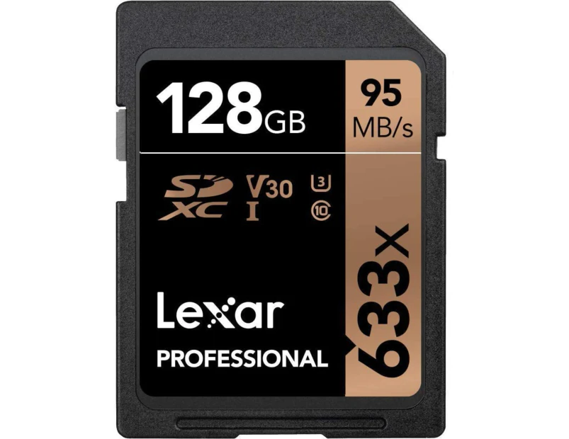 Lexar Professional 633x 128GB SDXC UHS-I SD Cards V30 95MB/s Camera 4K Memory