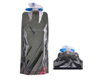 Adore 0.7L Collapsible Water Container Bag No-Leak Freezable Foldable Water Bottle for Camping Hiking Backpack-Black