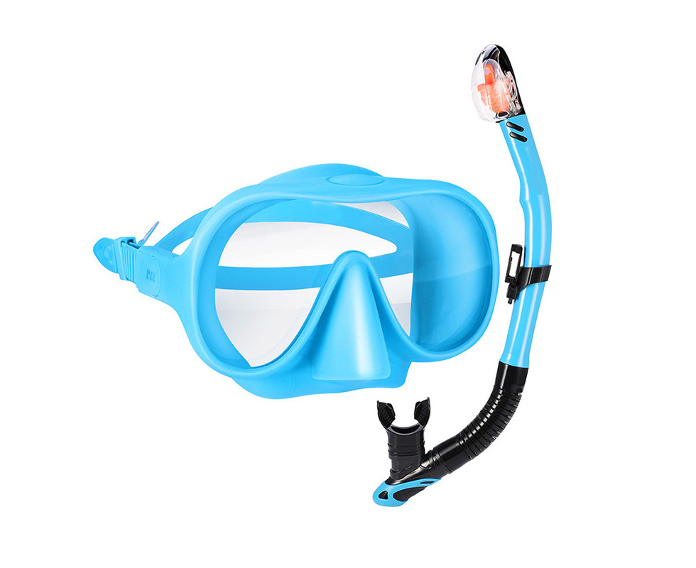 Diving Goggles with Tempered Glass Diving Set Dry Snorkel Supertrip Children's 3-Piece Snorkel Set Swimming Set Adjustable Fins/Diving Fins for Children 