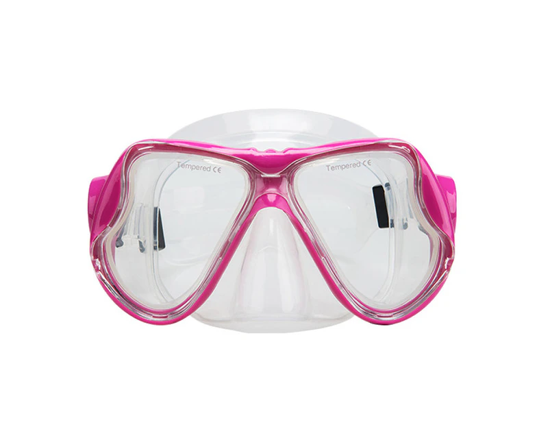 Adore Diving Mask Anti-Fog Tempered Glass Waterproof Lens Adjustable Strap Adult Swimming Goggles For Snorkeling Swimming Scuba Diving-Transparent rose red