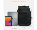 17" Business Laptop Backpack, USB Charging Port, TSA Lock, Lightweight, Durable, Black - Zoomlite