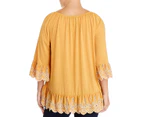 Single Thread Women's Tops & Blouses Peasant Top - Color: Heather Golden Yellow
