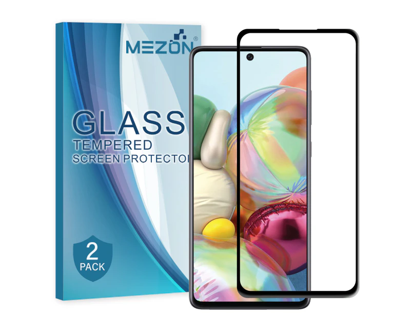 [2 Pack] MEZON Full Coverage Samsung Galaxy A71 Tempered Glass Crystal Clear Premium 9H HD Screen Protector (A71, 9H Full)