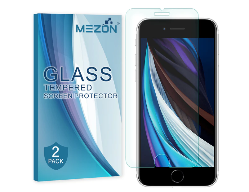 [2 Pack] MEZON Apple iPhone 8 (4.7”) Tempered Glass Crystal Clear Premium 9H HD Screen Protector – Case Friendly (iPhone 8, 9H)