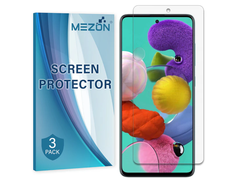 [3 Pack] MEZON Samsung Galaxy A51 Anti-Glare Matte Screen Protector Film – Case Friendly, Shock Absorption (A51, Matte)