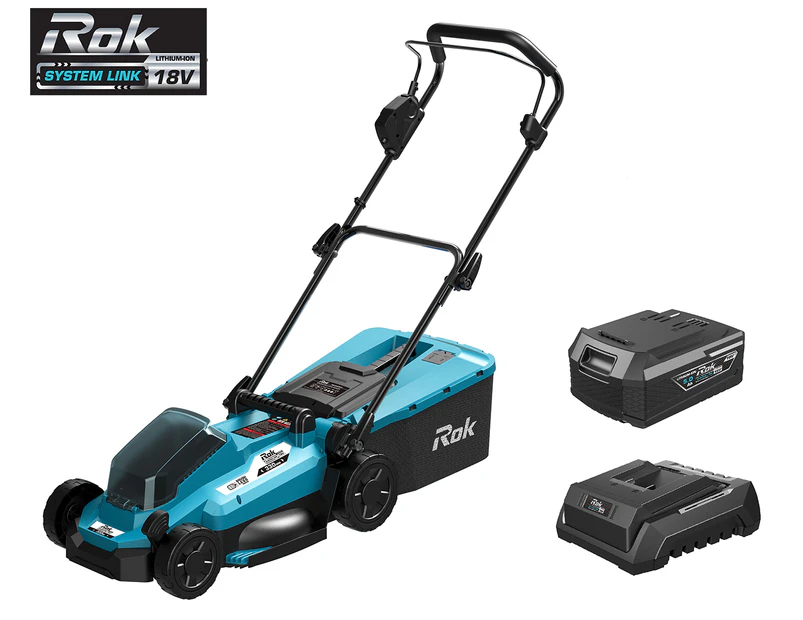 ROK 18v Brushless Lawn Mower Kit - Black/Blue