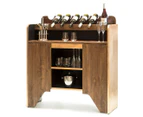 Contemporary Wooden Wine Rack Drinks Cabinet with Bottle Holder Storage