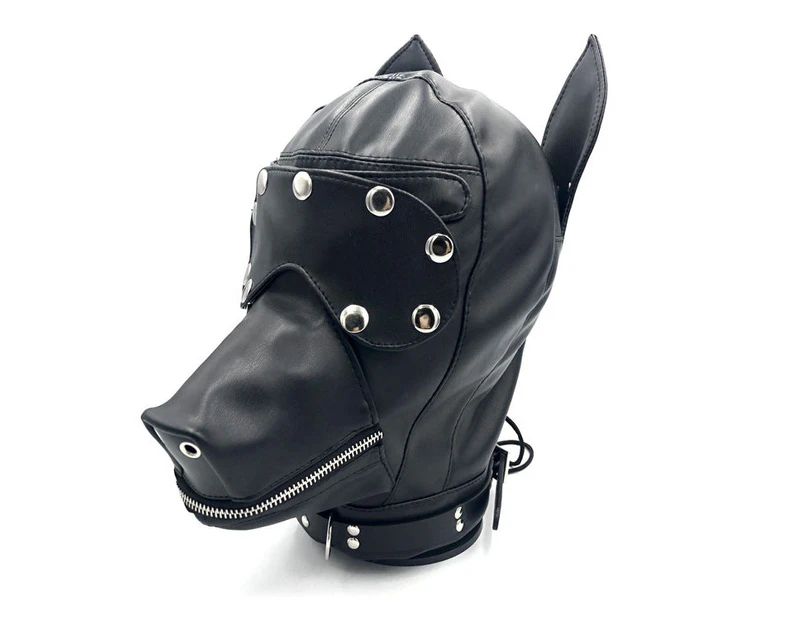 BDSM Puppy Pup Play Hood Leather Head Dog Mask Bondage - Black | Catch ...