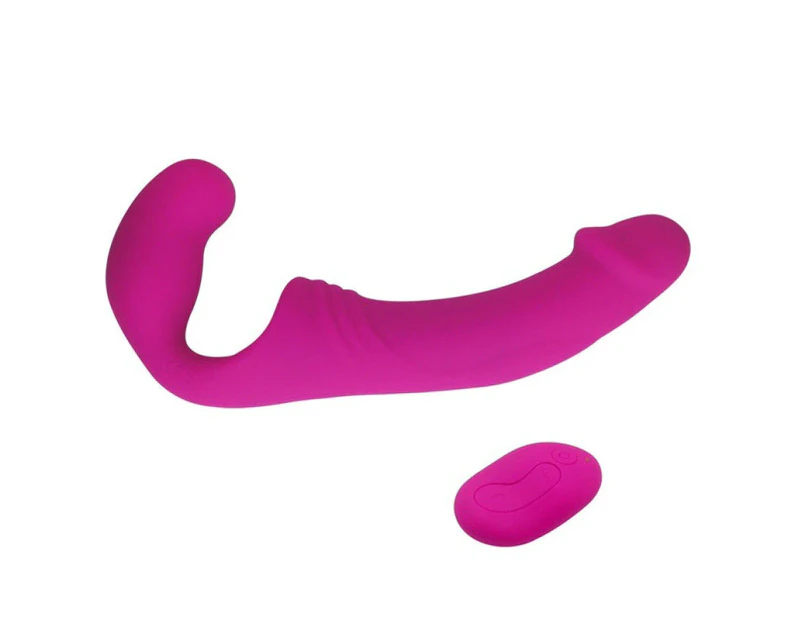 Aphrodisia Double Rider Remote Control Strapless Strap-On Dildo Vibrator - Rose