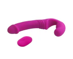 Aphrodisia Double Rider Remote Control Strapless Strap-On Dildo Vibrator - Rose