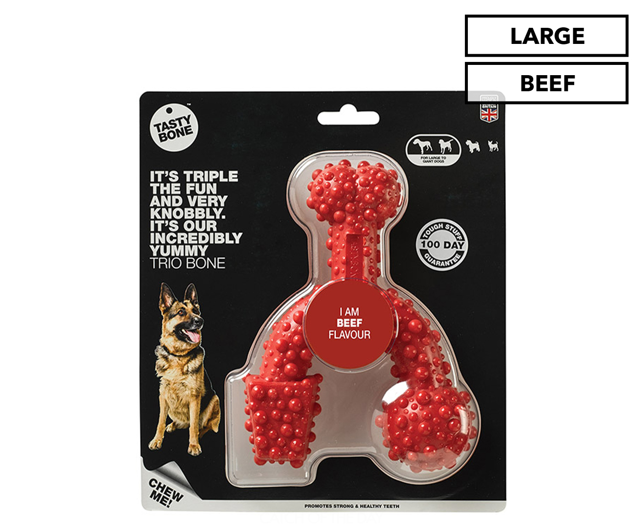 Tasty Bone Nylon Trio Bone Treat Beef Large | Catch.co.nz