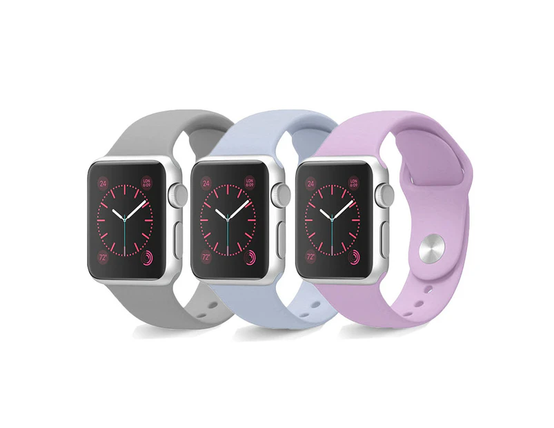 Strapify 3 Packs A Sport Watch Band Soft Silicone Sport Strap For Apple iWatch Series SE/6/5/4/3/2/1 For Women Men