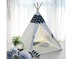 ALL 4 KIDS Large Cotton Canvas Kids Blue Star Teepee Tent