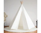 All 4 Kids Large White Cotton Canvas Kids Hexagonal Teepee Tent with Rug