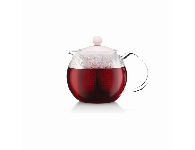 Bodum Assam Tea Press with Glass Handle and Lid 500ml Strawberry