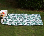 West Avenue 130x150cm Picnic Blanket - White/Green Leaves
