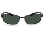 Ray-Ban Rectangle RB3364 Polarised Sunglasses - Black/Green