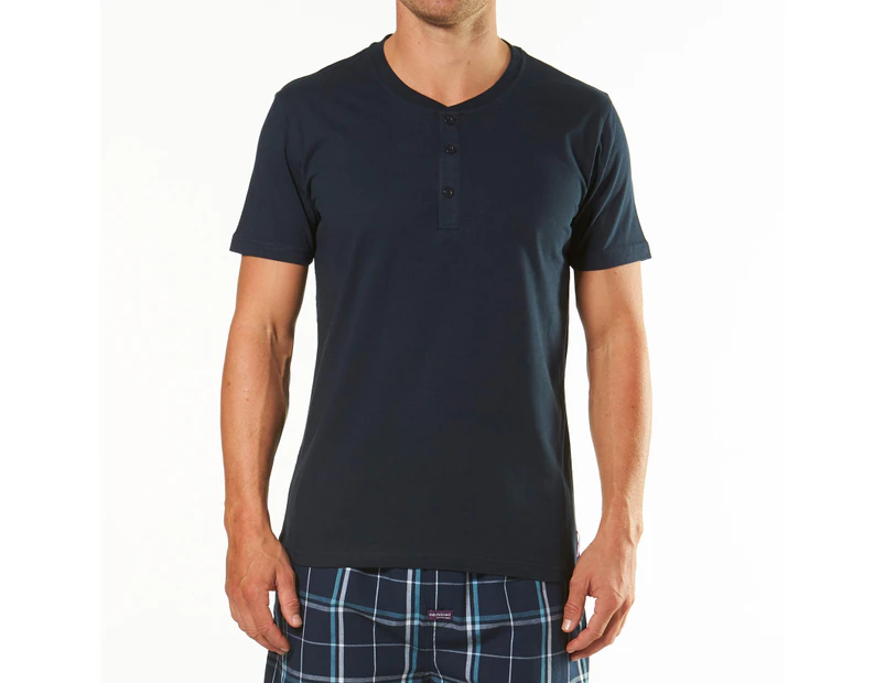 Mitch Dowd - Men's Short Sleeve Henley Tee - Navy