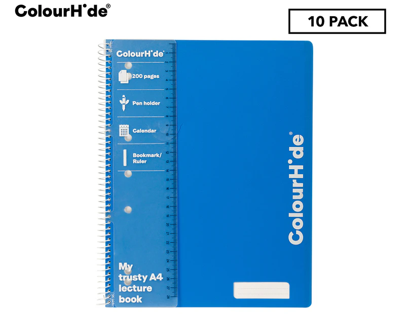 ColourHide 200-Page A4 Lecture Notebook 10-Pack - Blue