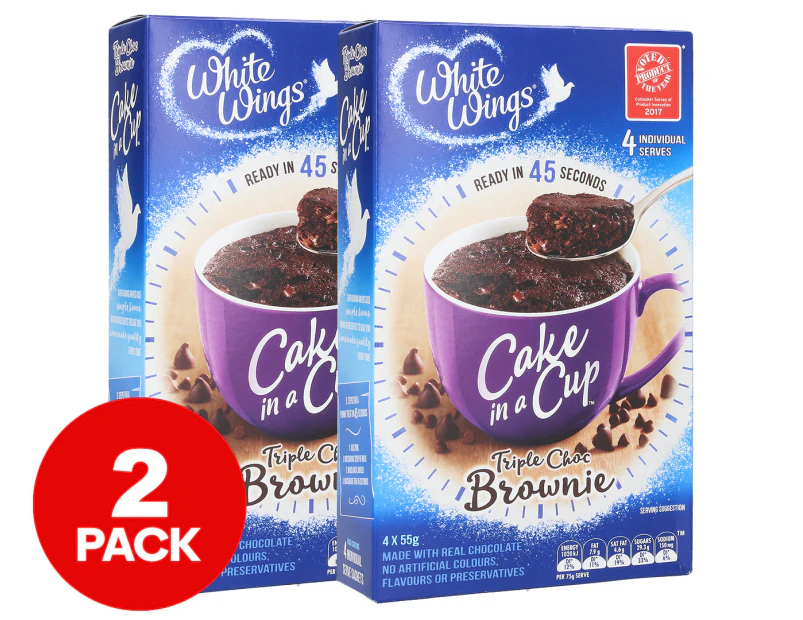 2 x White Wings Triple Choc Brownie Cake In A Cup 220g