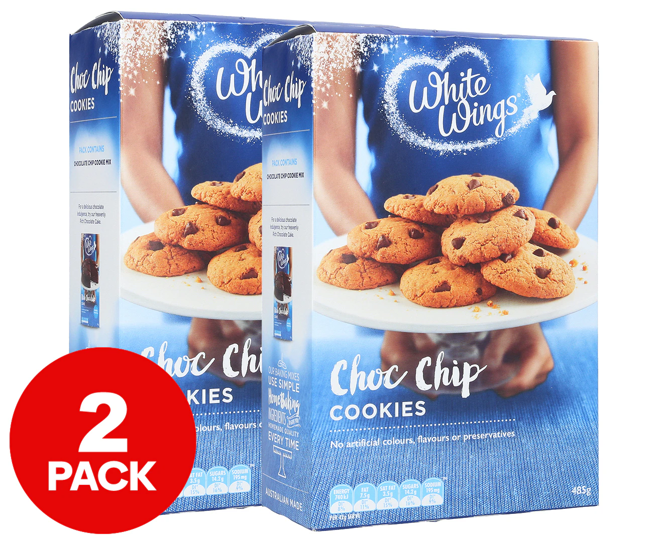 2 x White Wings Choc Chip Cookies Baking Mix 485g