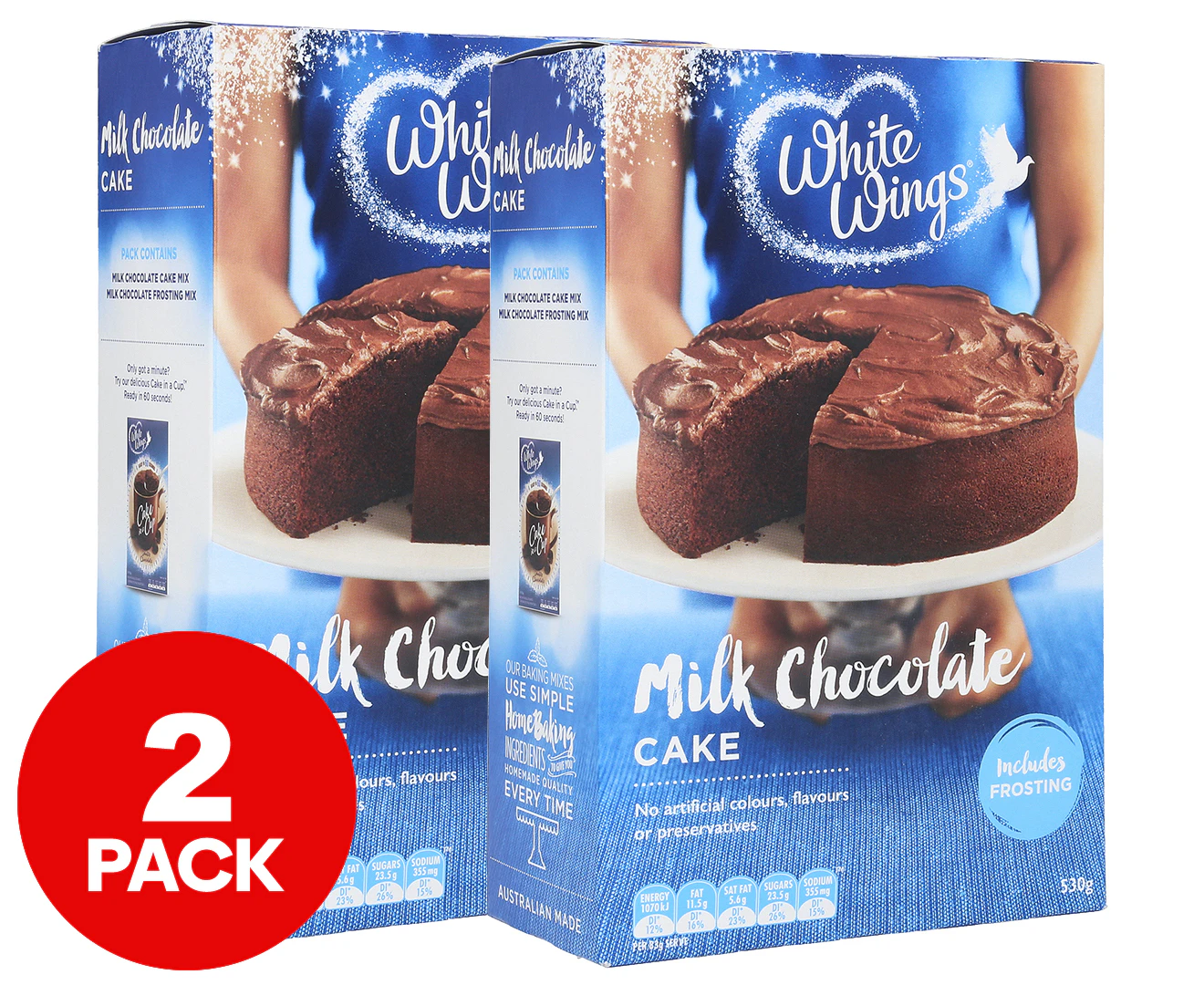 2 x White Wings Milk Chocolate Cake Baking Mix 530g