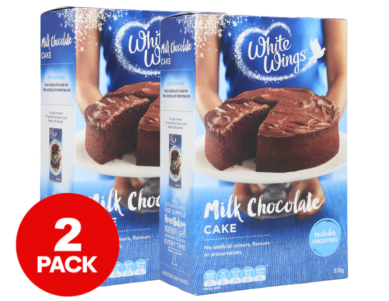 2 x White Wings Milk Chocolate Cake Baking Mix 530g