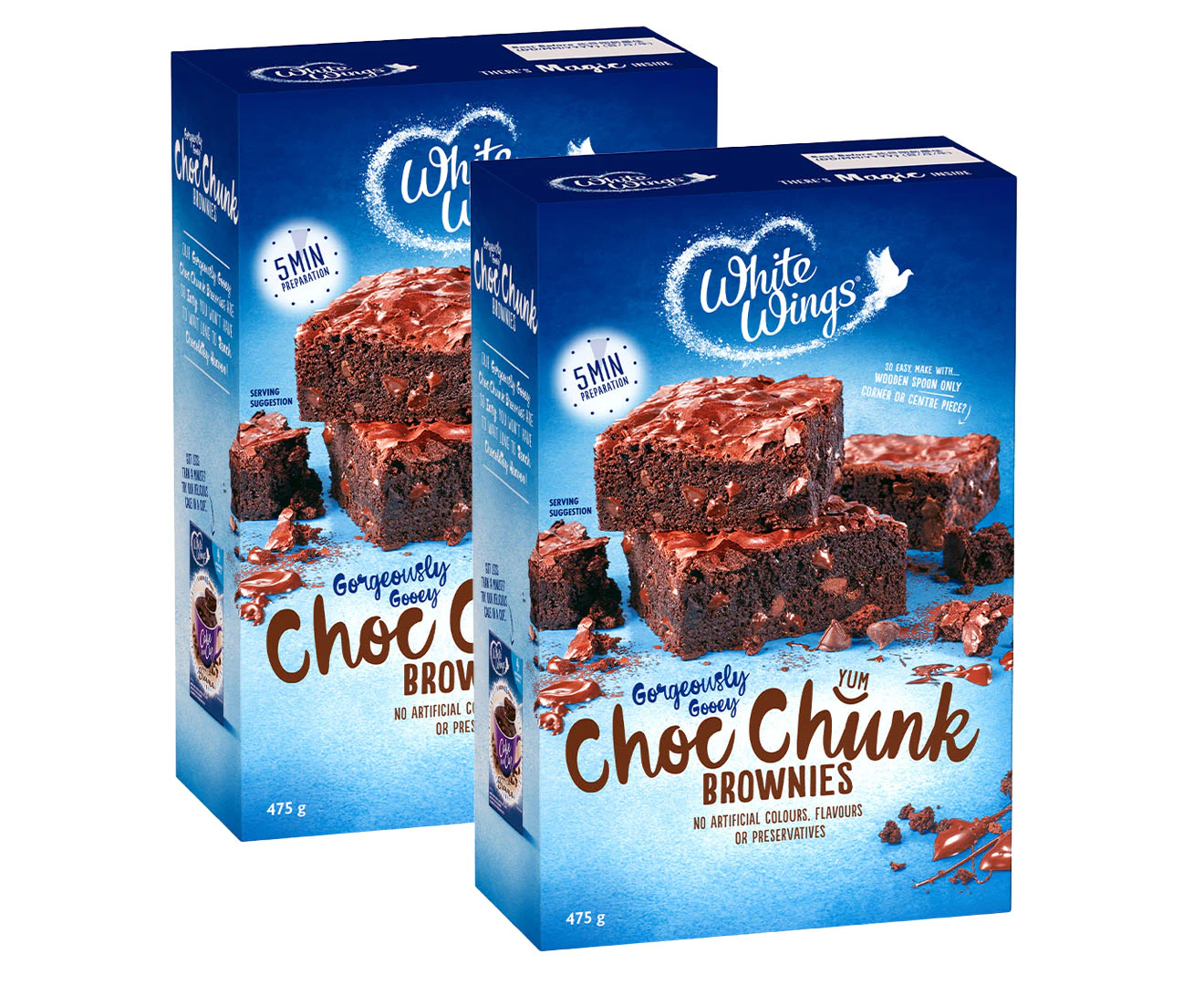 2 x White Wings Choc Chunk Brownies Baking Mix 475g