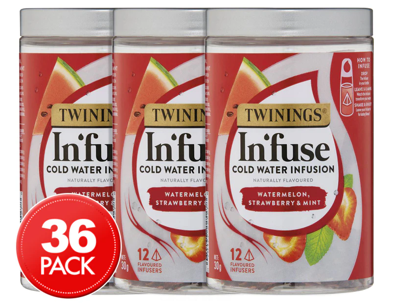 3 x 12pk Twinings Cold Water Infuse Watermelon Strawberry & Mint 30g