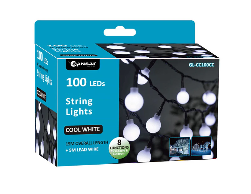 Sansai 100 LED Electric Globe Decorative/Christmas String Lights Cool White