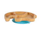 Blue Elephant Children's Bamboo Suction Plate - Dining Dish - Stay Put Silicone Cup - Segmented - Eco-friendly - by Tiny Dining