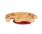 Red Elephant Children's Bamboo Suction Plate - Dining Dish - Stay Put Silicone Cup - Segmented - Eco-friendly - by Tiny Dining