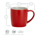 6x Matt Red 350ml Coffee Mug - Modern Porcelain Cappuccino Tea Cup - by Argon Tableware