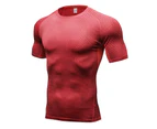 Adore Men’s Compression Shirts Short Sleeve Athletic Workout T-Shirt Cool Dry Undershirts 4023-Red