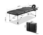 55cm Aluminium Massage Table Bed Therapy Equipment Black 6