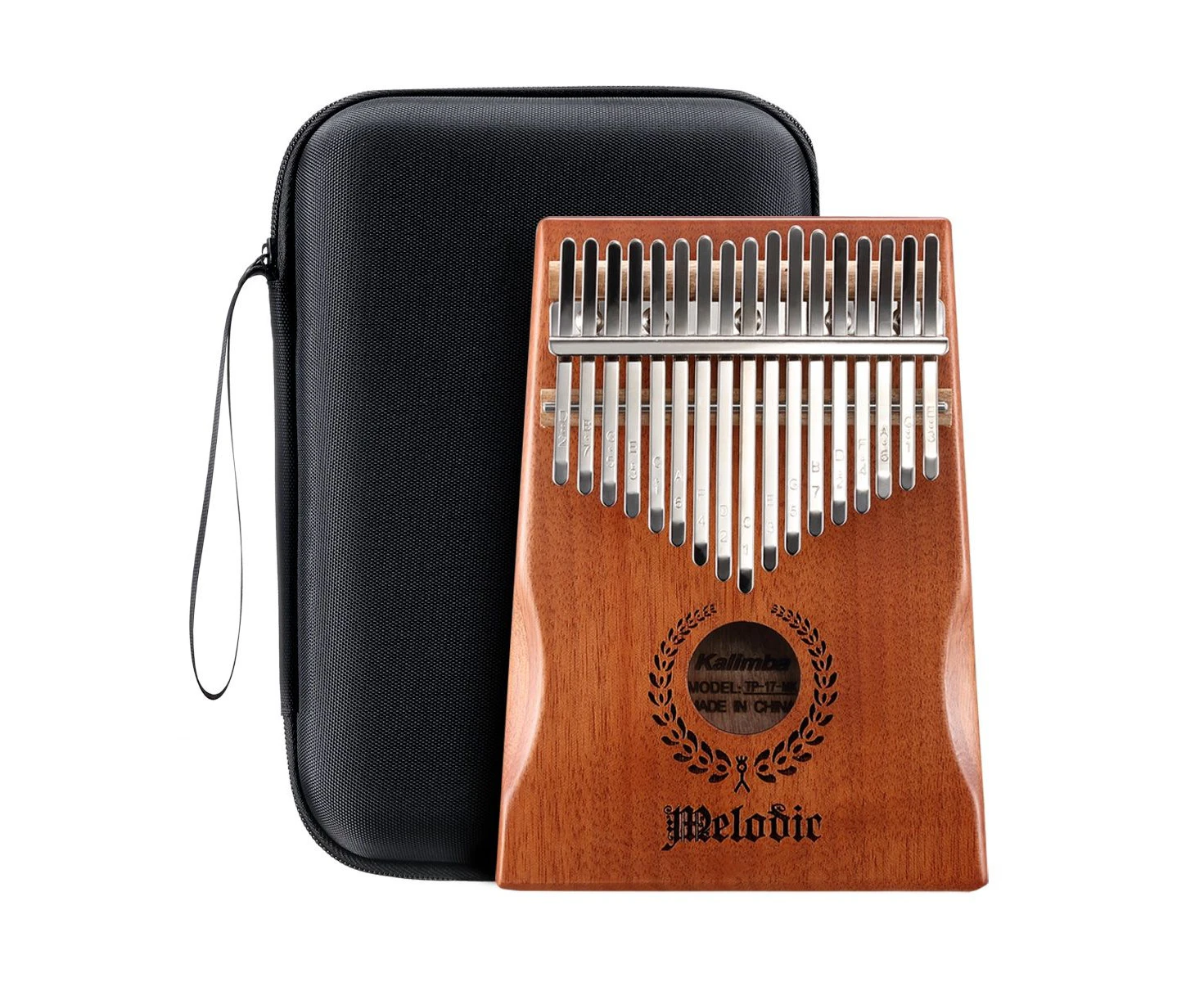 Melodic 17 Keys Kalimba Mahogany Wood Thumb Piano Finger Percussion with Tuning Hammer