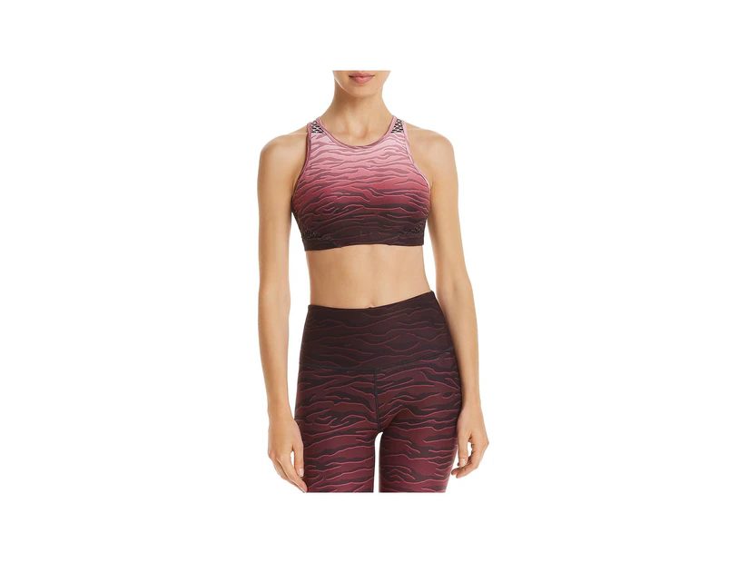 Wear It To Heart Women's Athletic Apparel Sports Bra - Color: Bordeaux Tiger Ombre