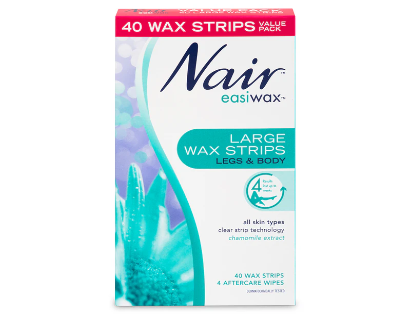 40pk Nair Easiwax Large Wax Strips For Legs & Body