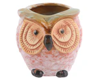 1pce 9cm Pink Owl Bird Plant Pot Ceramic Gloss Glazed Cute Face for Flowers, Herbs, Succulents