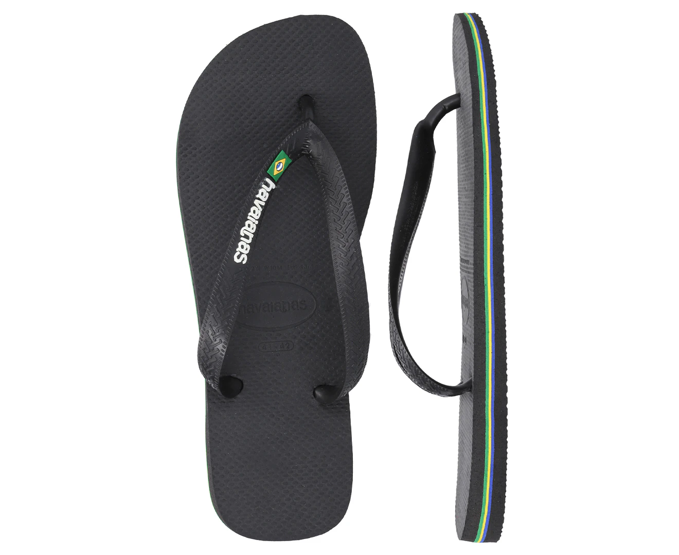 Havaianas Unisex Brasil Logo Thongs - Black