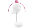 White Folding Portable USB Charging Fan Cooler Humidifier with Night Light Adjustable Height or Angle