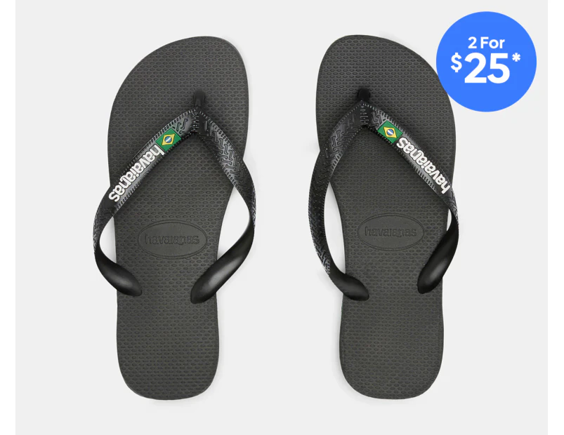 Havaianas Unisex Brasil Logo Thongs - Black