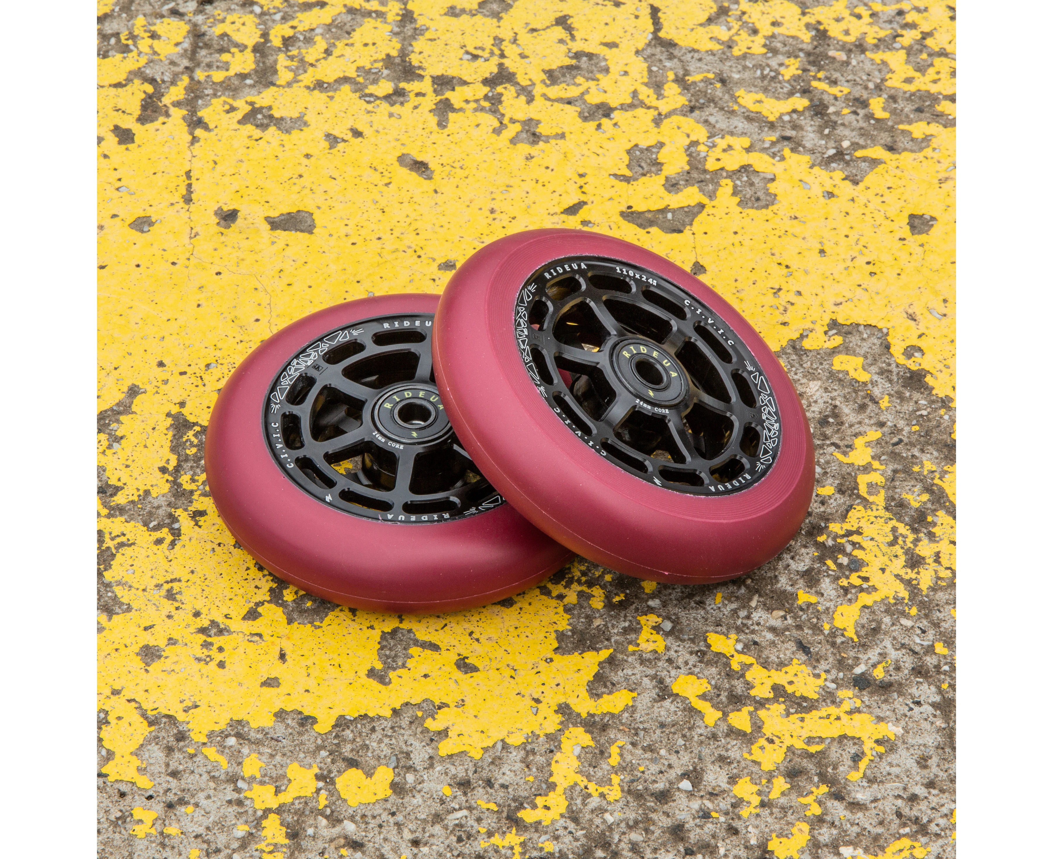 urbanArtt Civic 110 x 24mm Wheels - Black/Autumn Red - Red